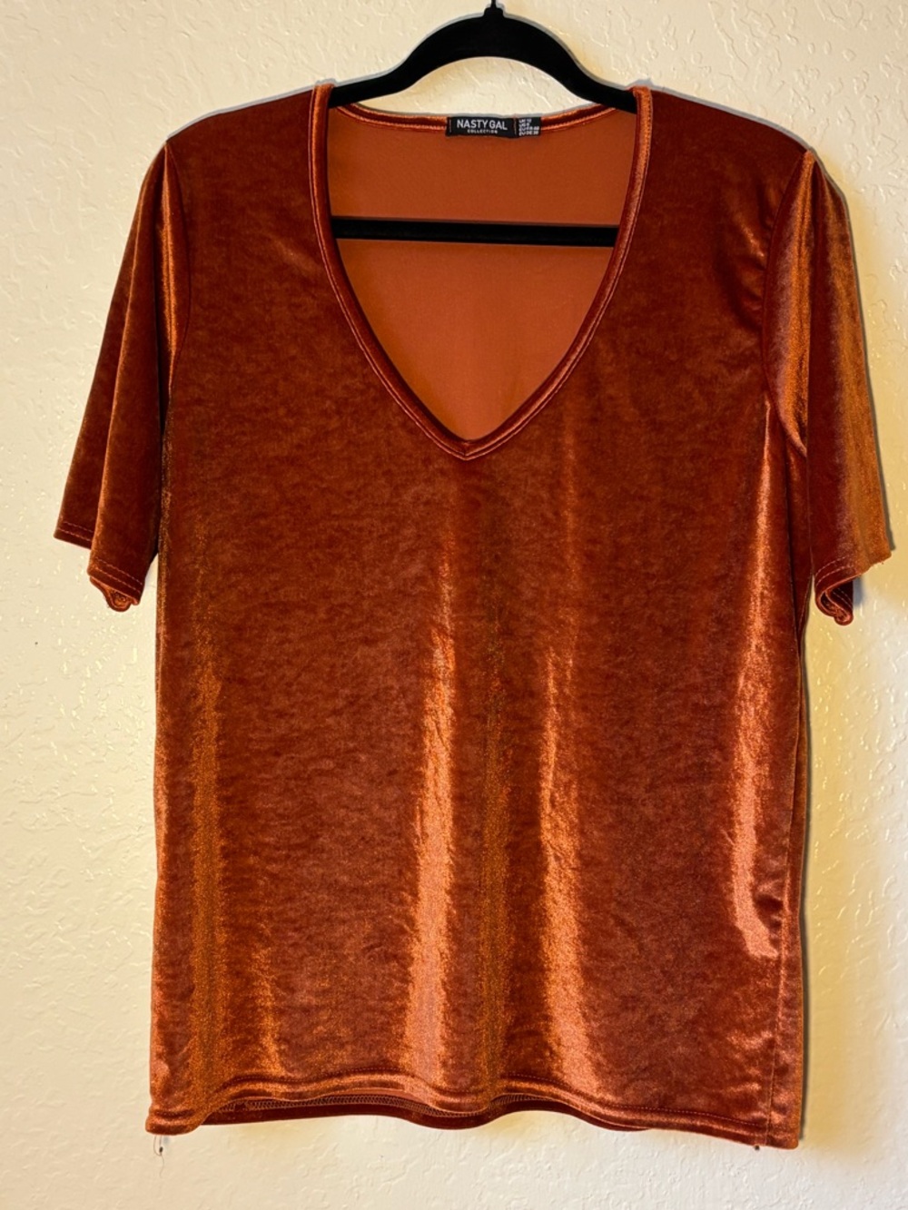 Nasty Gal | Size US 8 | Velvet V-Neck Short Sleeve Top